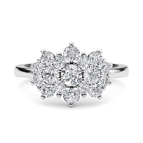 Designer Inspired Moissanite Boat Ring in Rhodium Overlay Sterling Silver