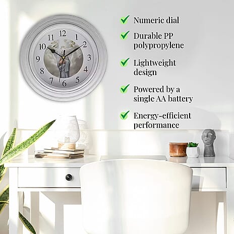 Set of 2 - JH5153 Jesus Wall Clock (1AA Batteries Not Included) - White