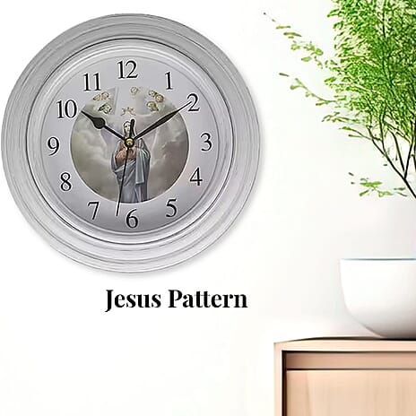 Set of 2 - JH5153 Jesus Wall Clock (1AA Batteries Not Included) - White