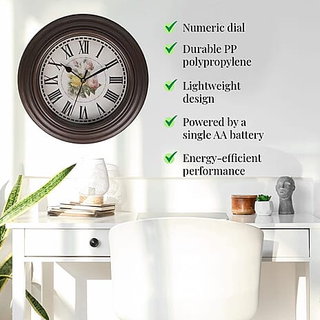 Clock (Size - One Size) - Brown & White