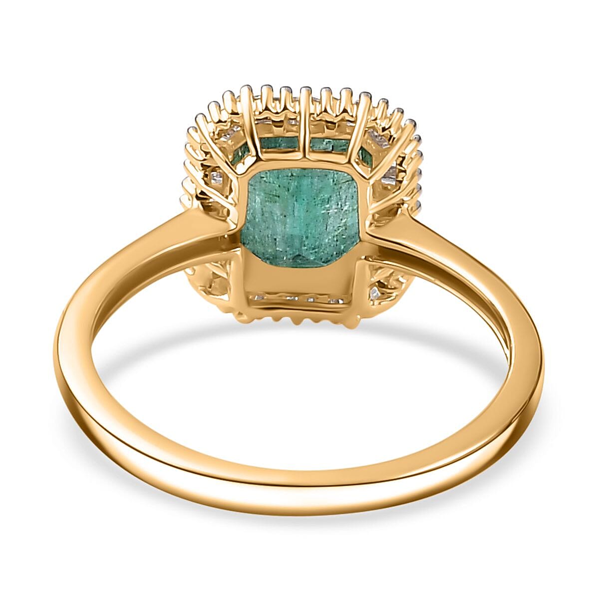 9K Yellow Gold AAA Gemfields Emerald (1.65ct) & Diamond Ring 1.88 Ct.