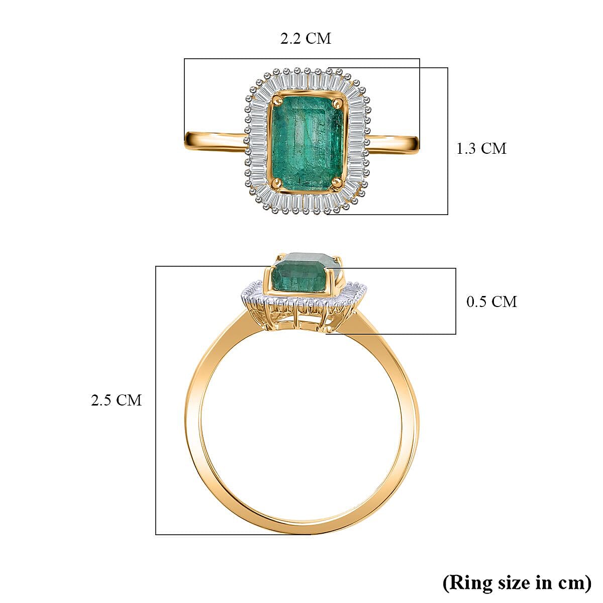9K Yellow Gold AAA Gemfields Emerald (1.65ct) & Diamond Ring 1.88 Ct.