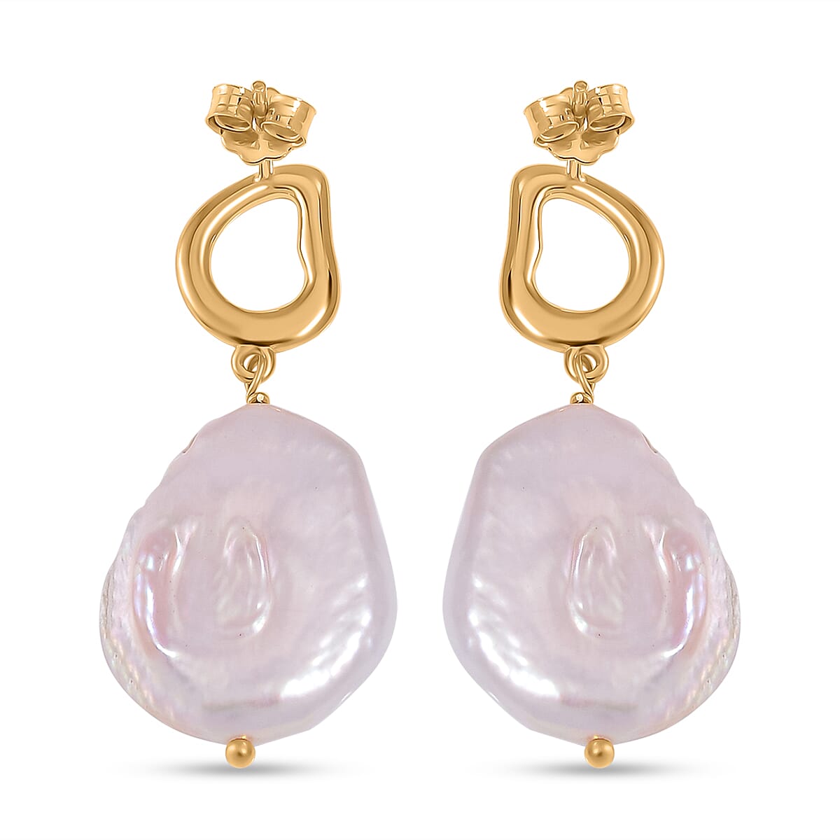 White Keshi Pearl Earrings in Sterling Silver