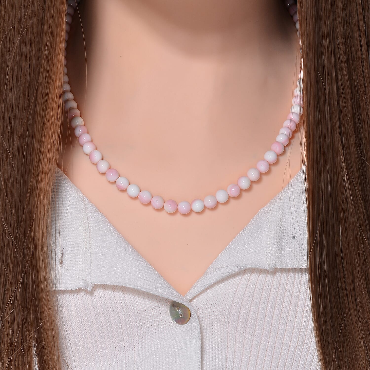 Rhapsody - 950 Platinum AAAA Queen Conch Shell Beads Necklace(Size - 20) 170.00 Ct.