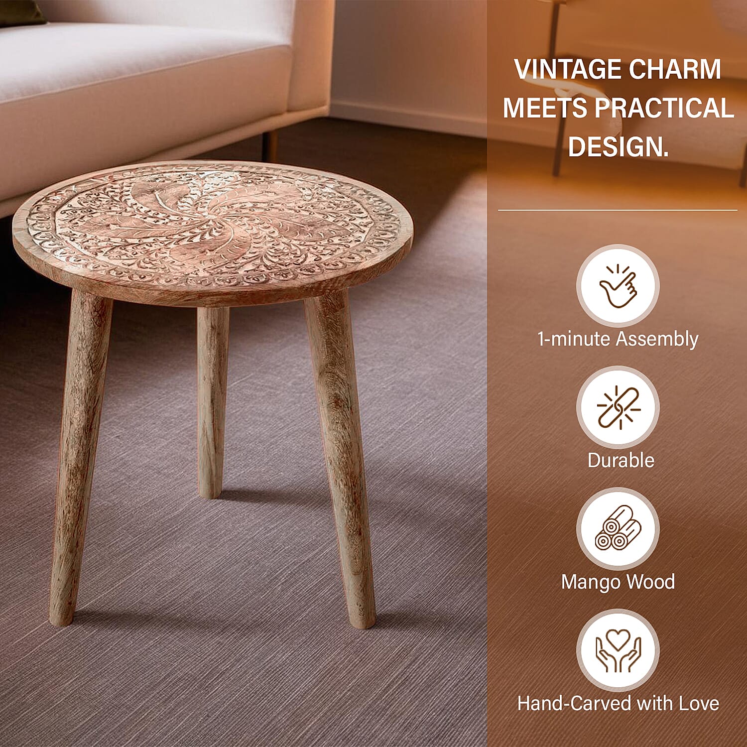 Table (Size - One Size) - Natural & Grey