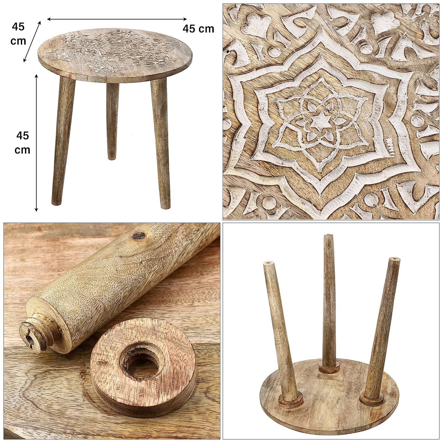 KD Hand Carved Mango Wood Coffee Table 45x45x45 KD Hand Carved Mango Wood Coffee Table 45x45x45