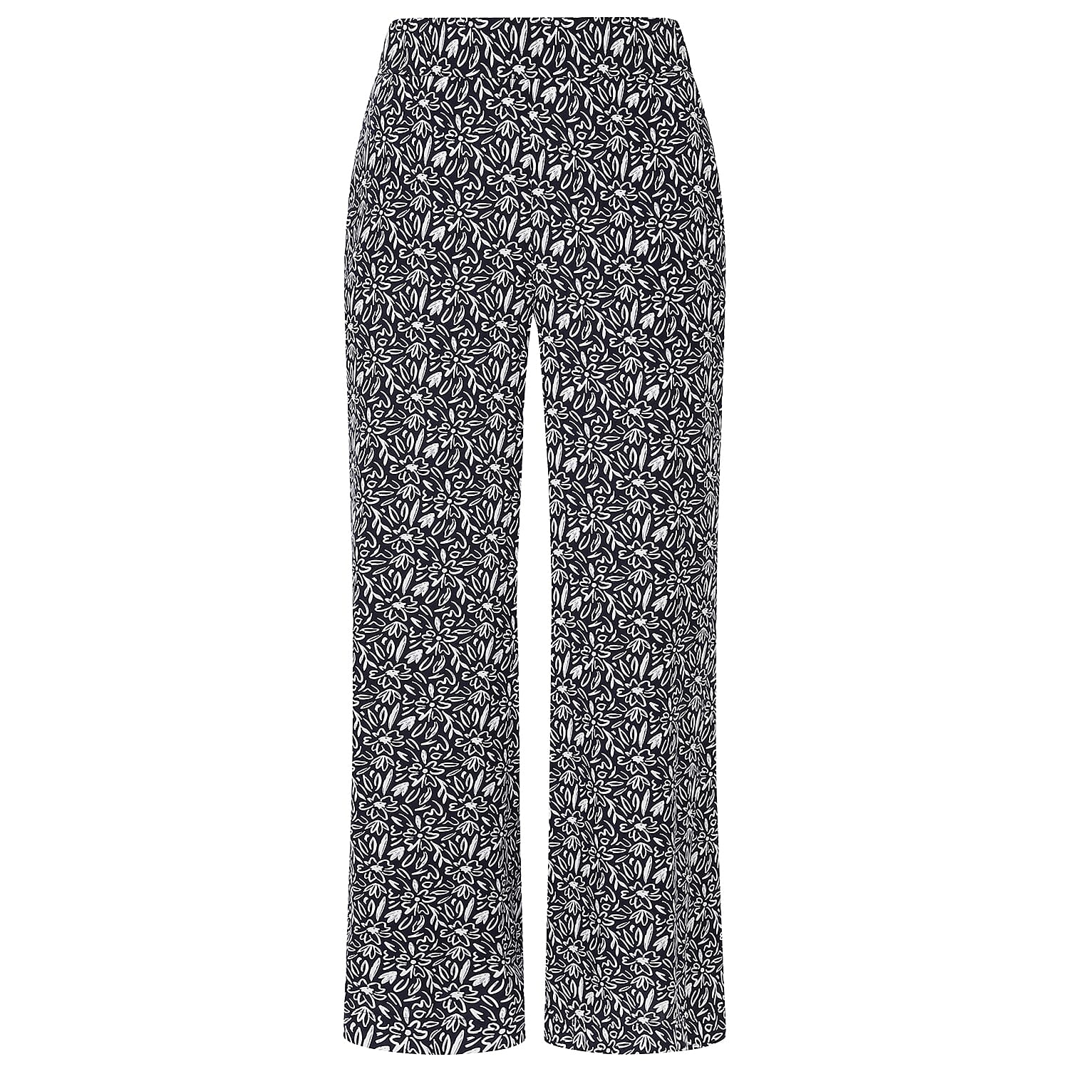 Emreco Wide Leg Print Trouser - Navy Emreco Wide Leg Print Trouser - Navy