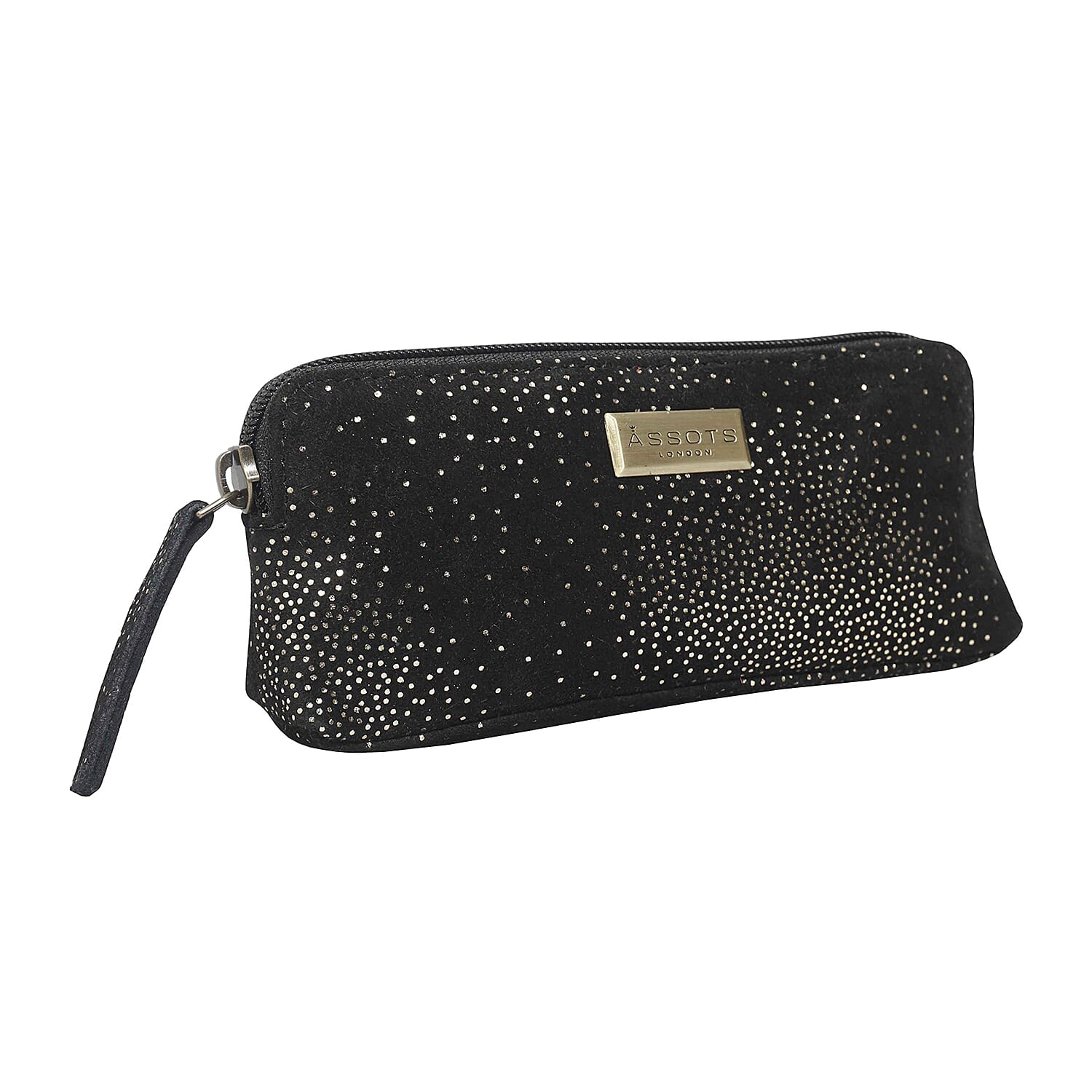 Assots London Emily Genuine Leather Cosmetic and Toiletry Bag - Black