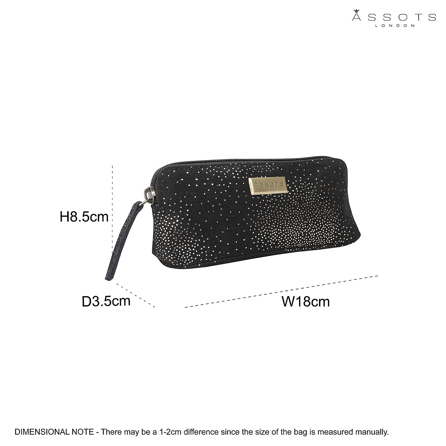 Assots London Emily Genuine Leather Cosmetic and Toiletry Bag - Black