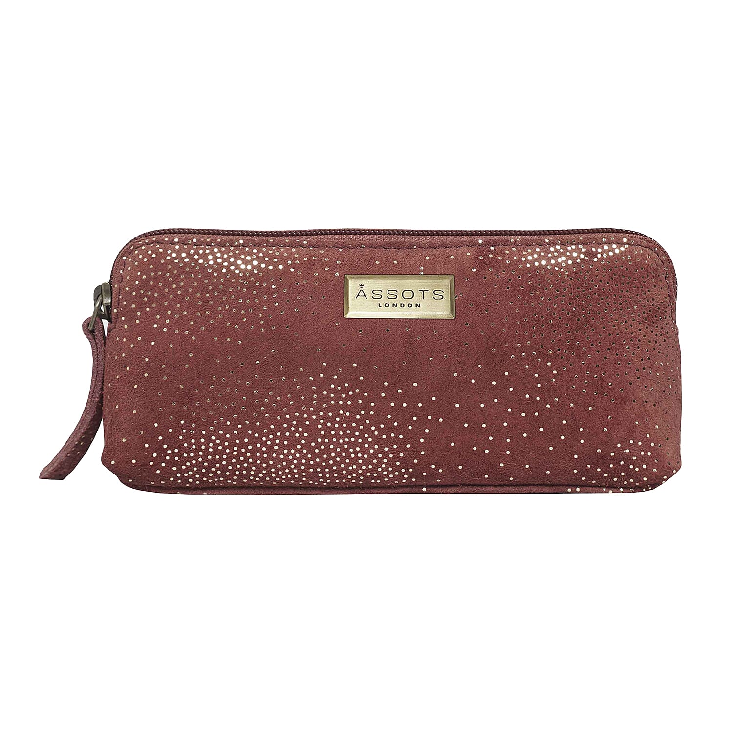 Assots London Emily Genuine Leather Cosmetic and Toiletry Bag (Size 18x3x8 cm) - Maroon Red