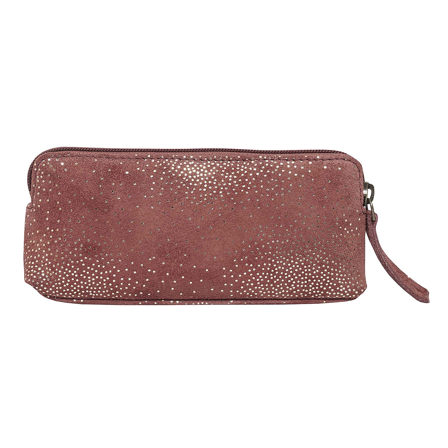 Assots London Emily Genuine Leather Cosmetic and Toiletry Bag (Size 18x3x8 cm) - Maroon Red