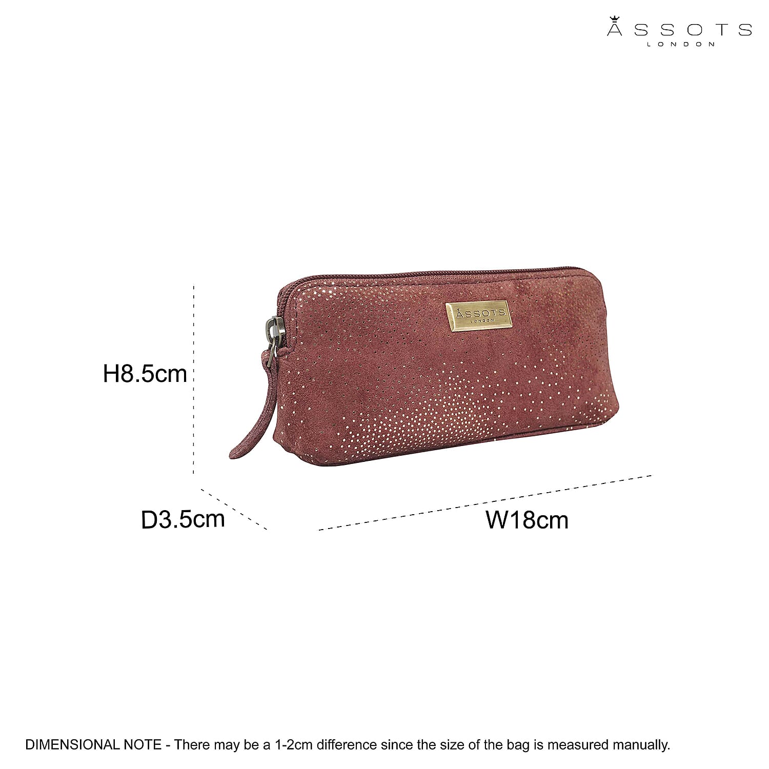Assots London Emily Genuine Leather Cosmetic and Toiletry Bag (Size 18x3x8 cm) - Maroon Red