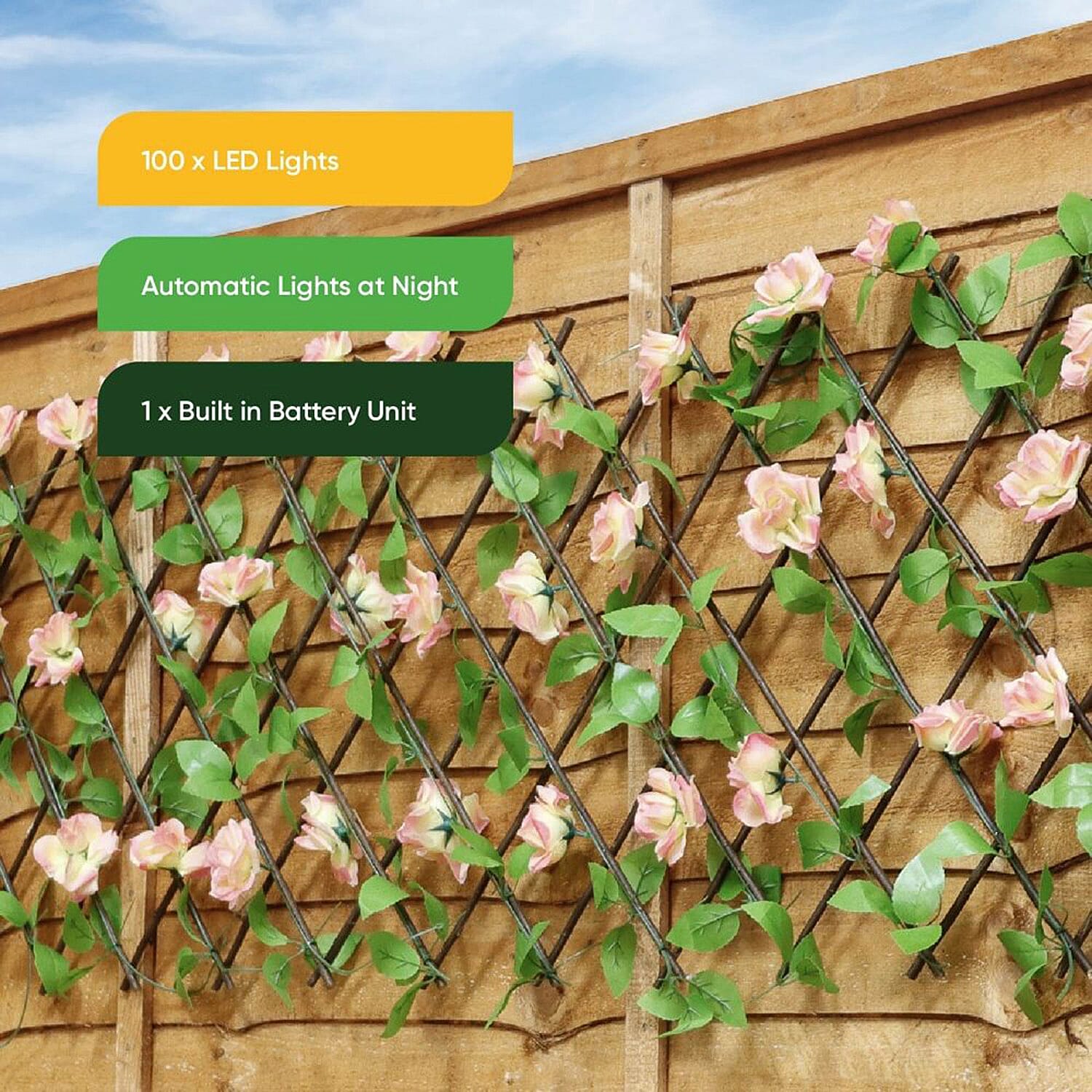 Solar LED Pink Expanding Flower Trellis (160x60cm) - Pink