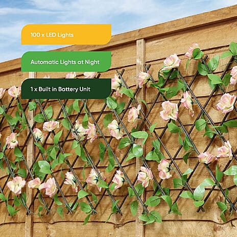 Solar LED Pink Expanding Flower Trellis (160x60cm) - Pink