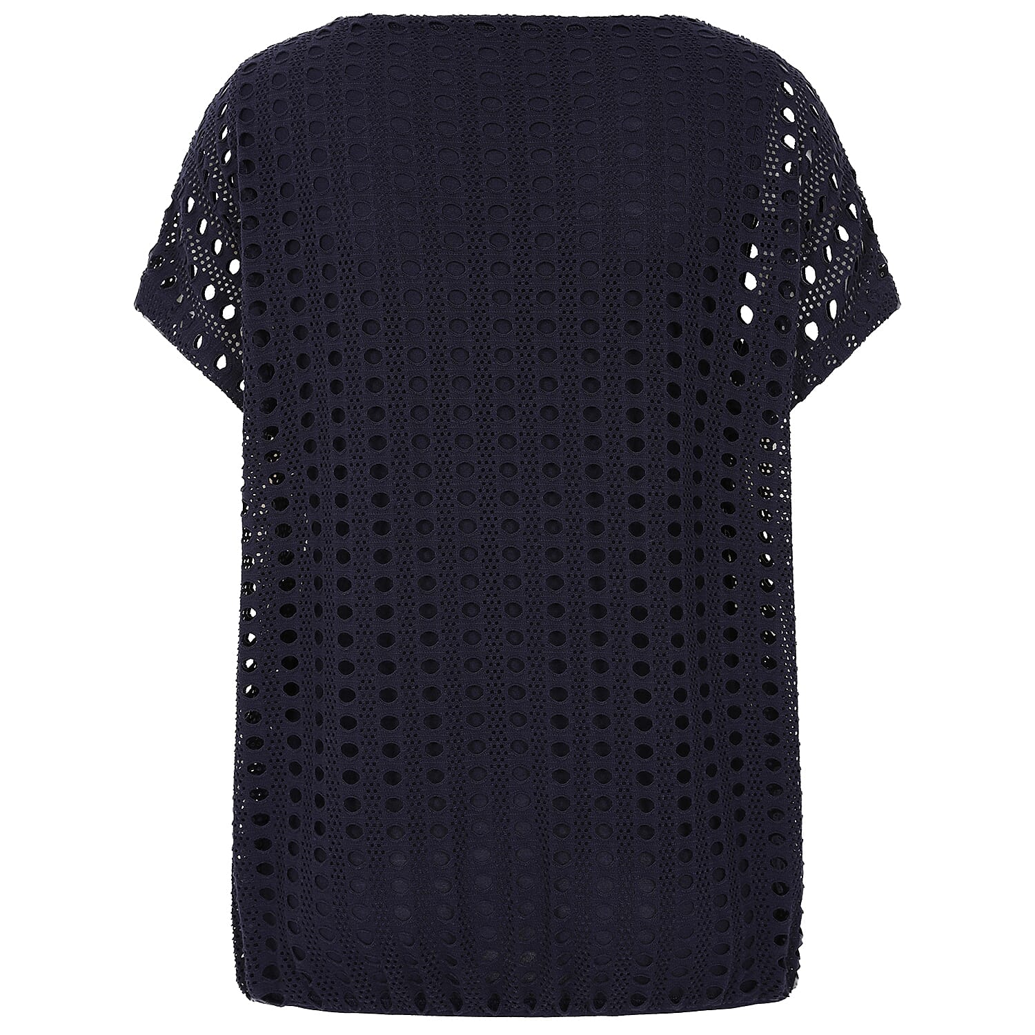  Emreco Lace Jersey Knit Elastic Hem Top - Black