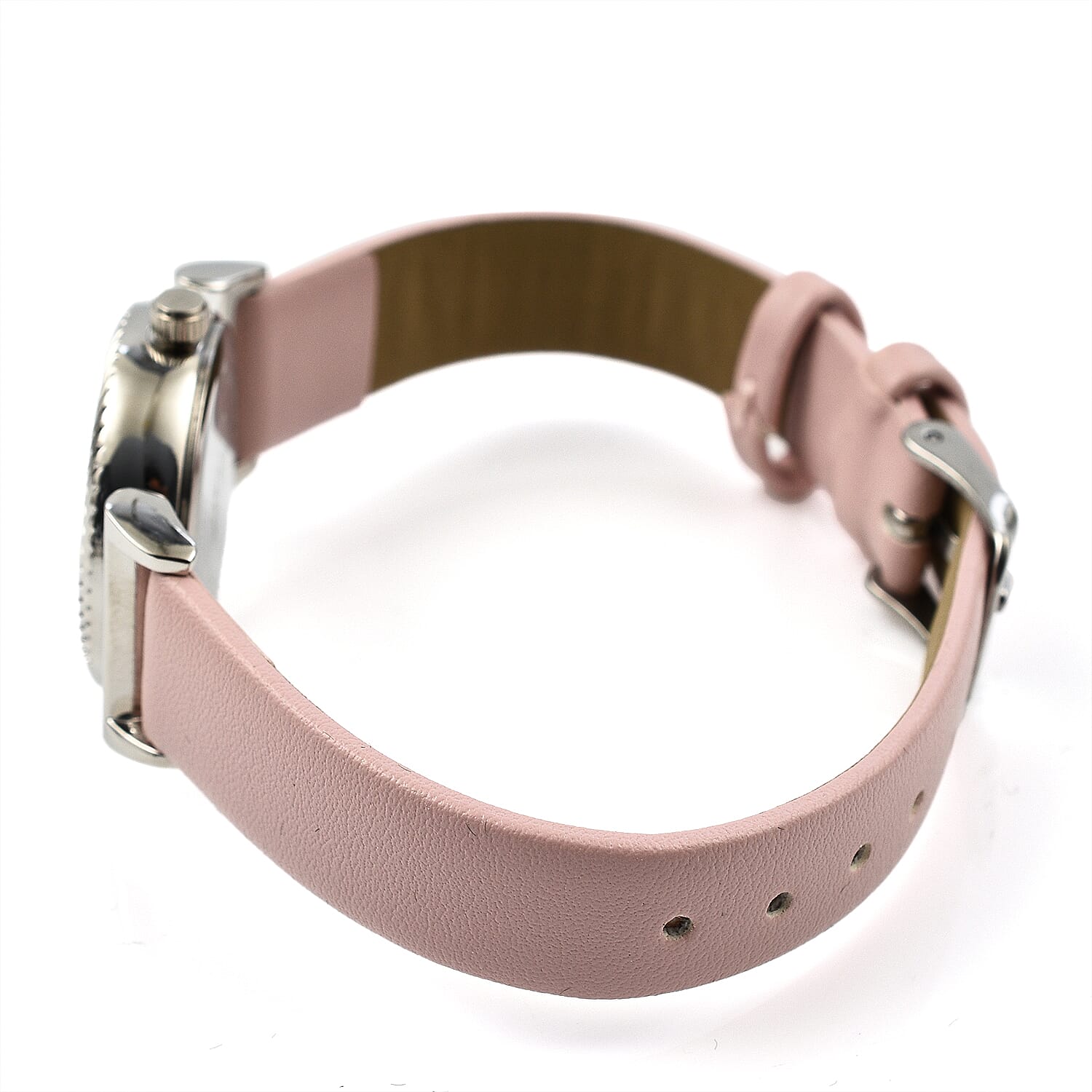 Laura Ashley Womens 27mm T Bar Fluted Bezel Vegan Leather Strap Watch Pink