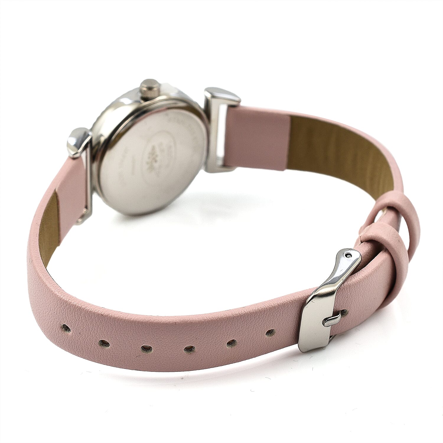 Laura Ashley Womens 27mm T Bar Fluted Bezel Vegan Leather Strap Watch Pink