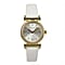 Laura Ashley Womens 27mm T Bar Fluted Bezel Vegan Leather Strap Watch - White