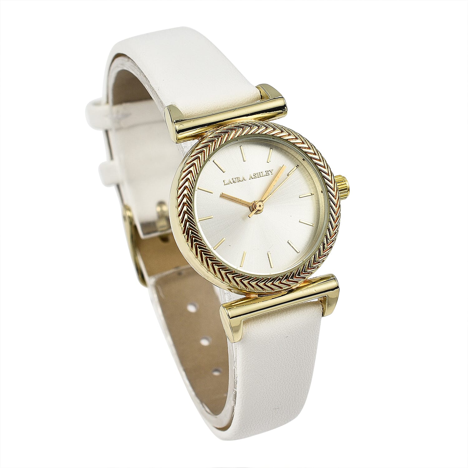 Laura Ashley Womens 27mm T Bar Fluted Bezel Vegan Leather Strap Watch - Pink