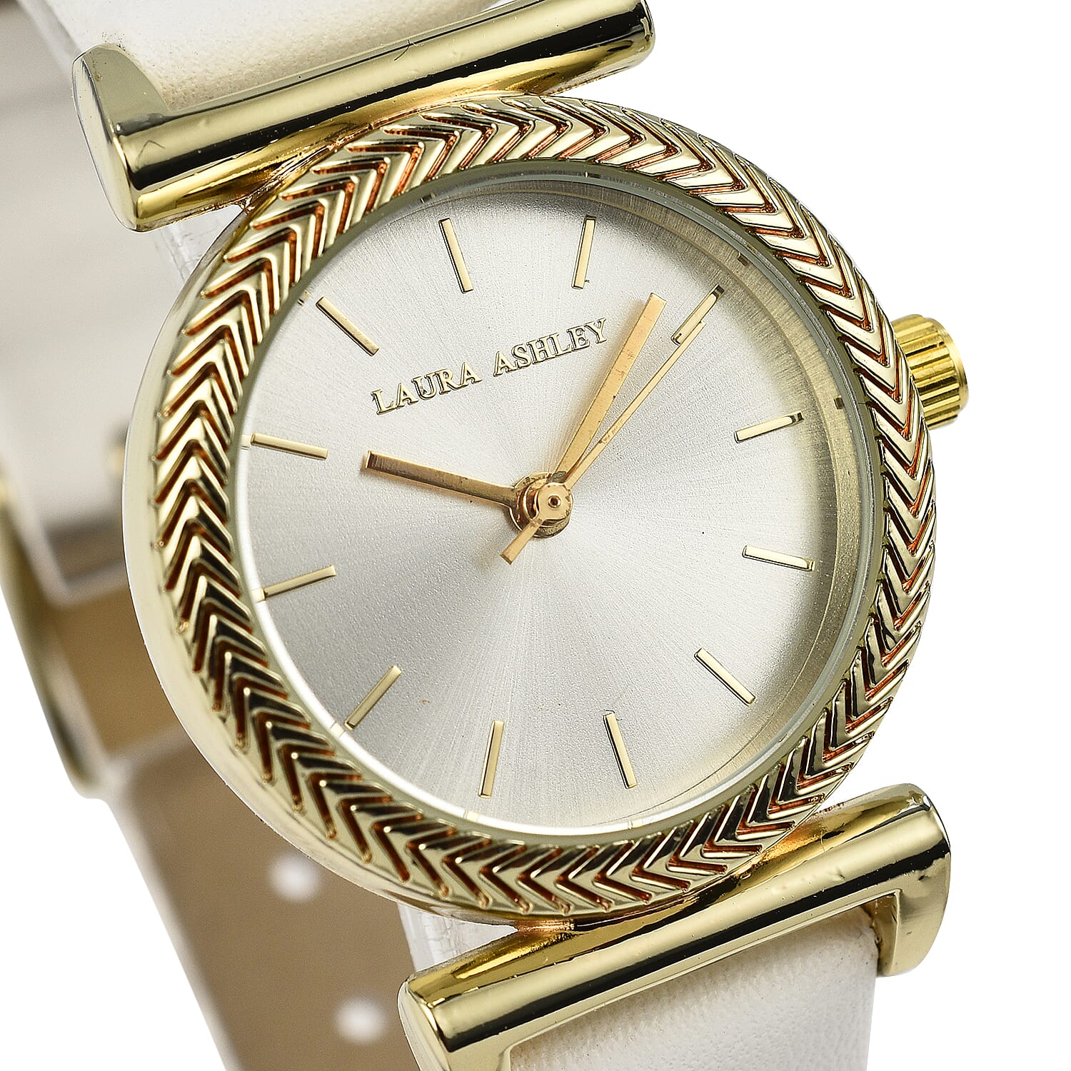 Laura Ashley Womens 27mm T Bar Fluted Bezel Vegan Leather Strap Watch - Pink