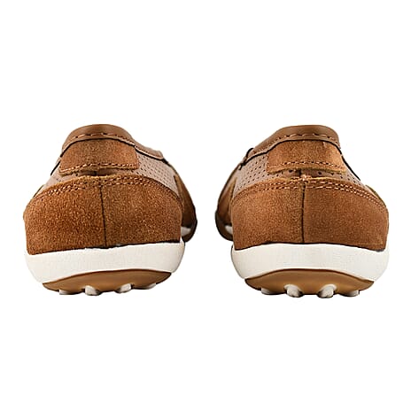 Down to Earth Ladies Leather Ballerina Shoe (Size 5) - Tan