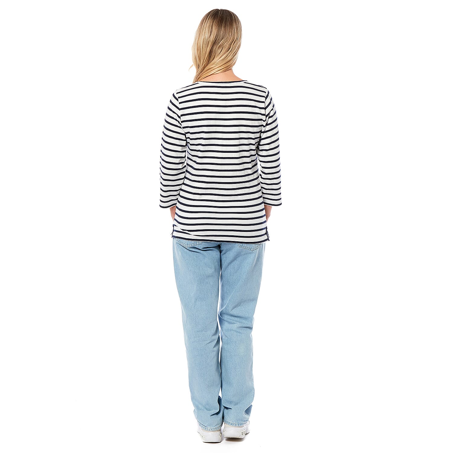  Charlotte West Striped Pattern Knitted Top - Off White & Red