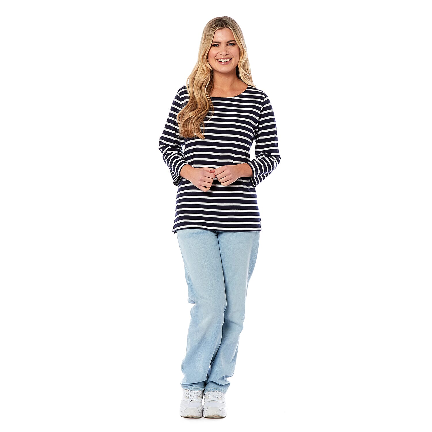  Charlotte West Striped Pattern Knitted Top - Off White & Red