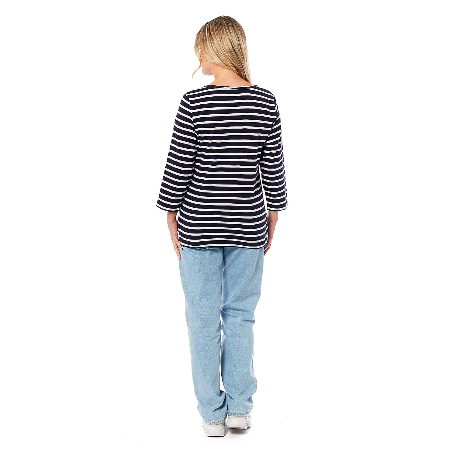  Charlotte West Striped Pattern Knitted Top - Off White & Red