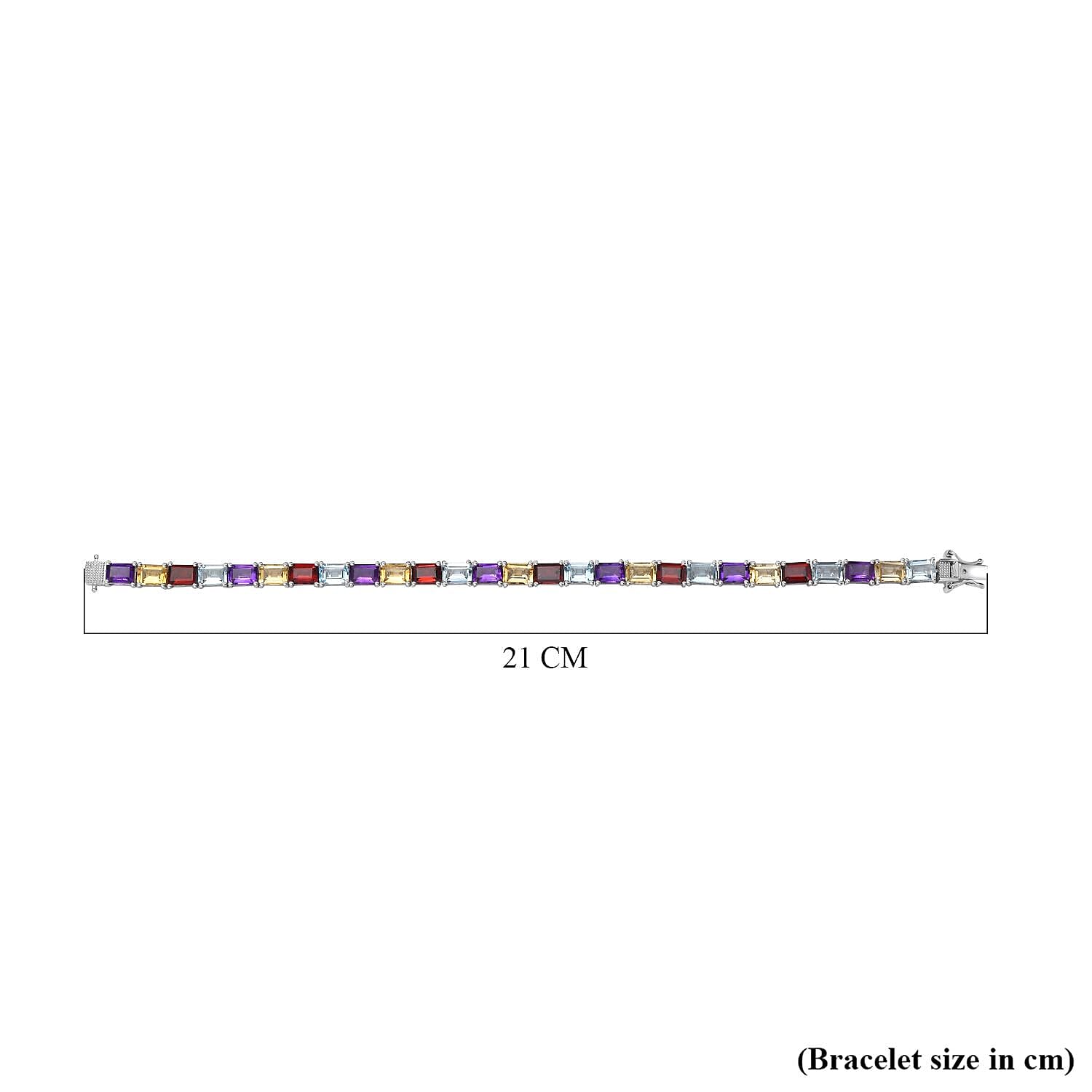 JCK Vegas Find - Multigemstone Bracelet (Size - 8) with GB Lock Box in Rhodium Overlay Sterling Silver 29.22 Ct, Silver Wt. 29.34 Gms.