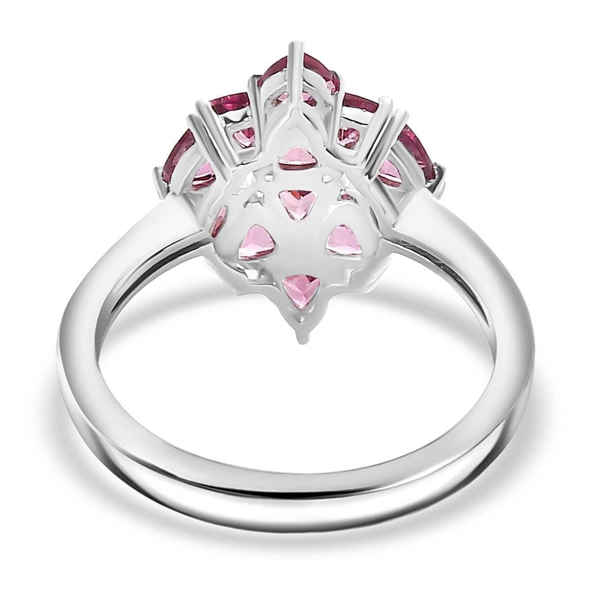 Lotus Garnet Cluster Ring in Platinum Overlay Sterling Silver 1.65 Ct.