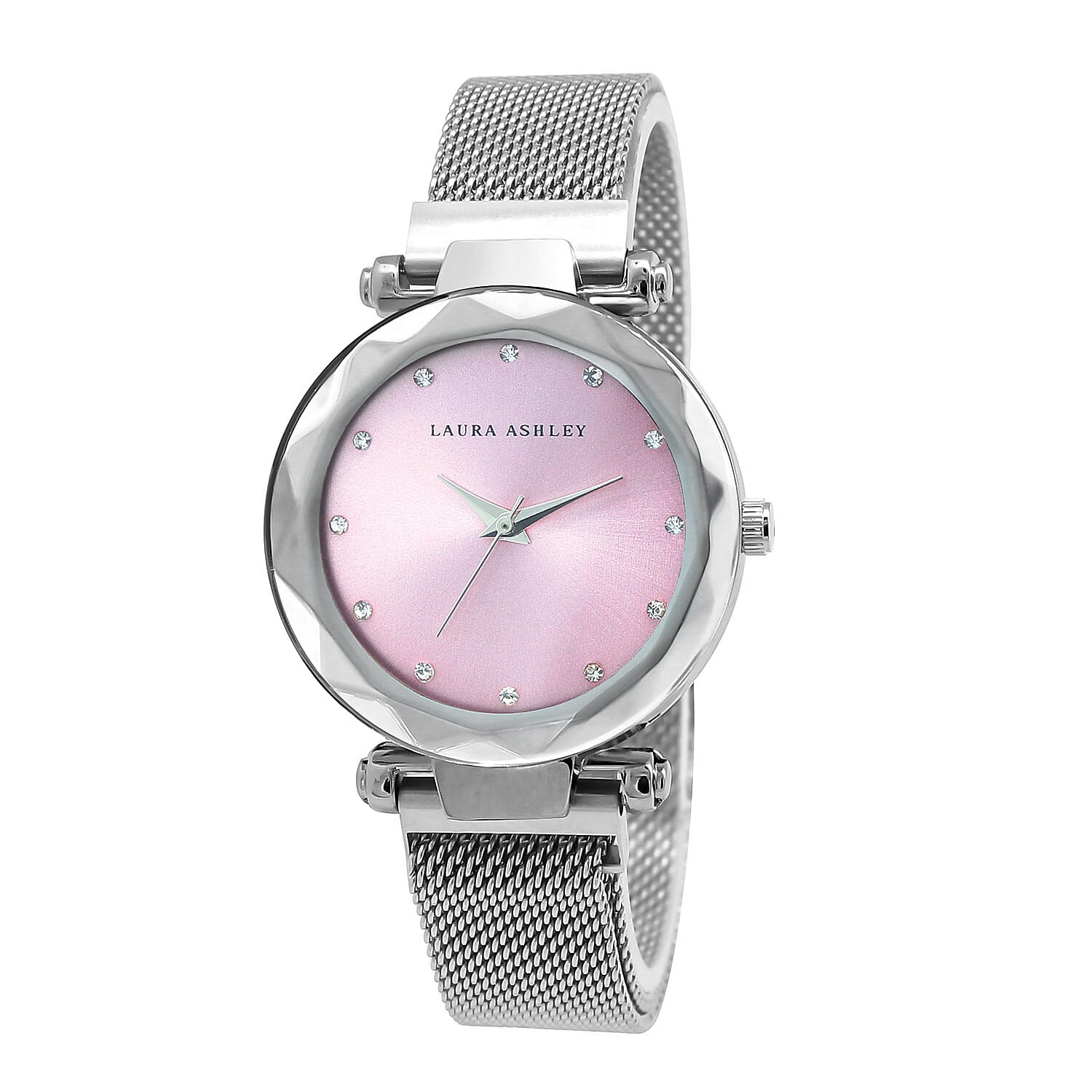 Laura Ashley Sunray Quartz Ladies Watch With Pink Dial - Silver Tone