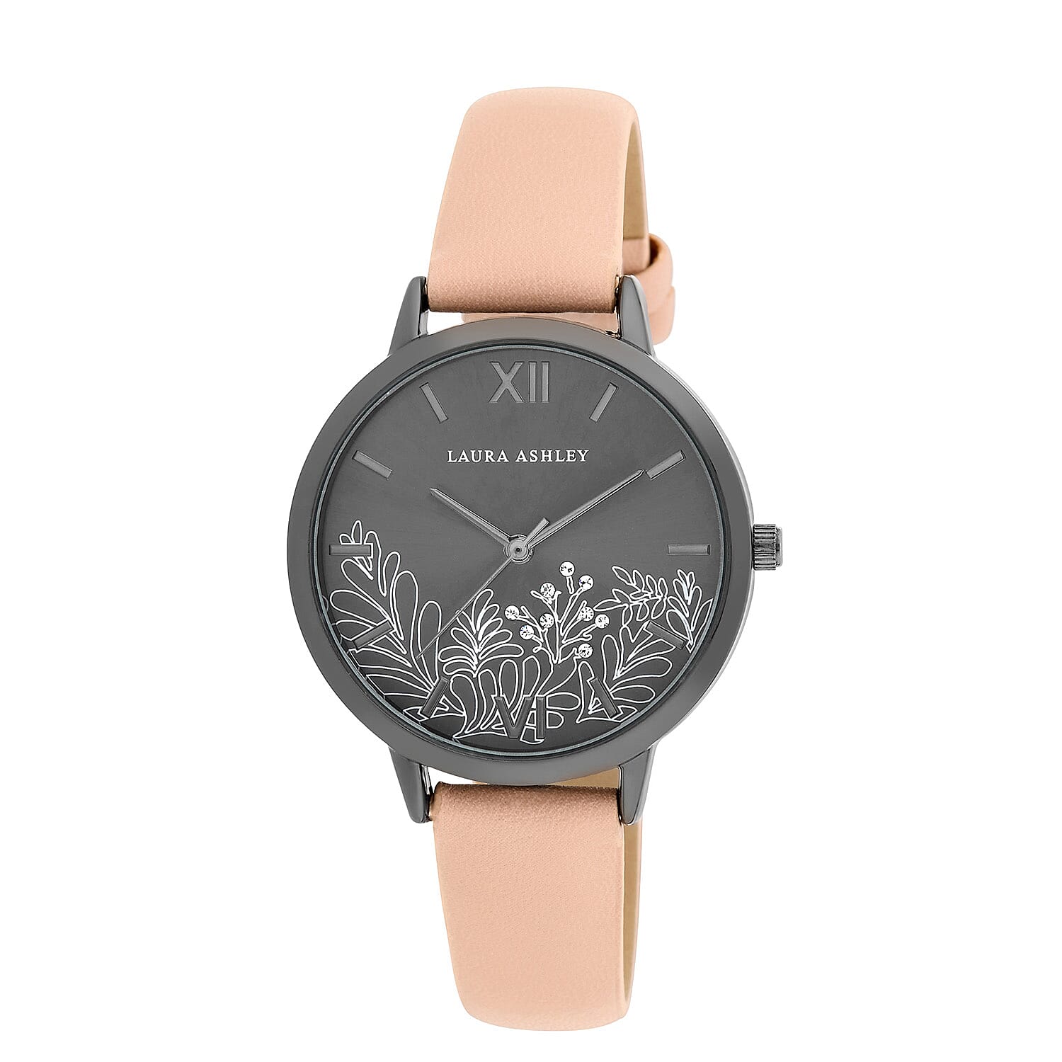 Laura Ashley Womens 32mm Floral Dial Watch With Vegan Leather Strap