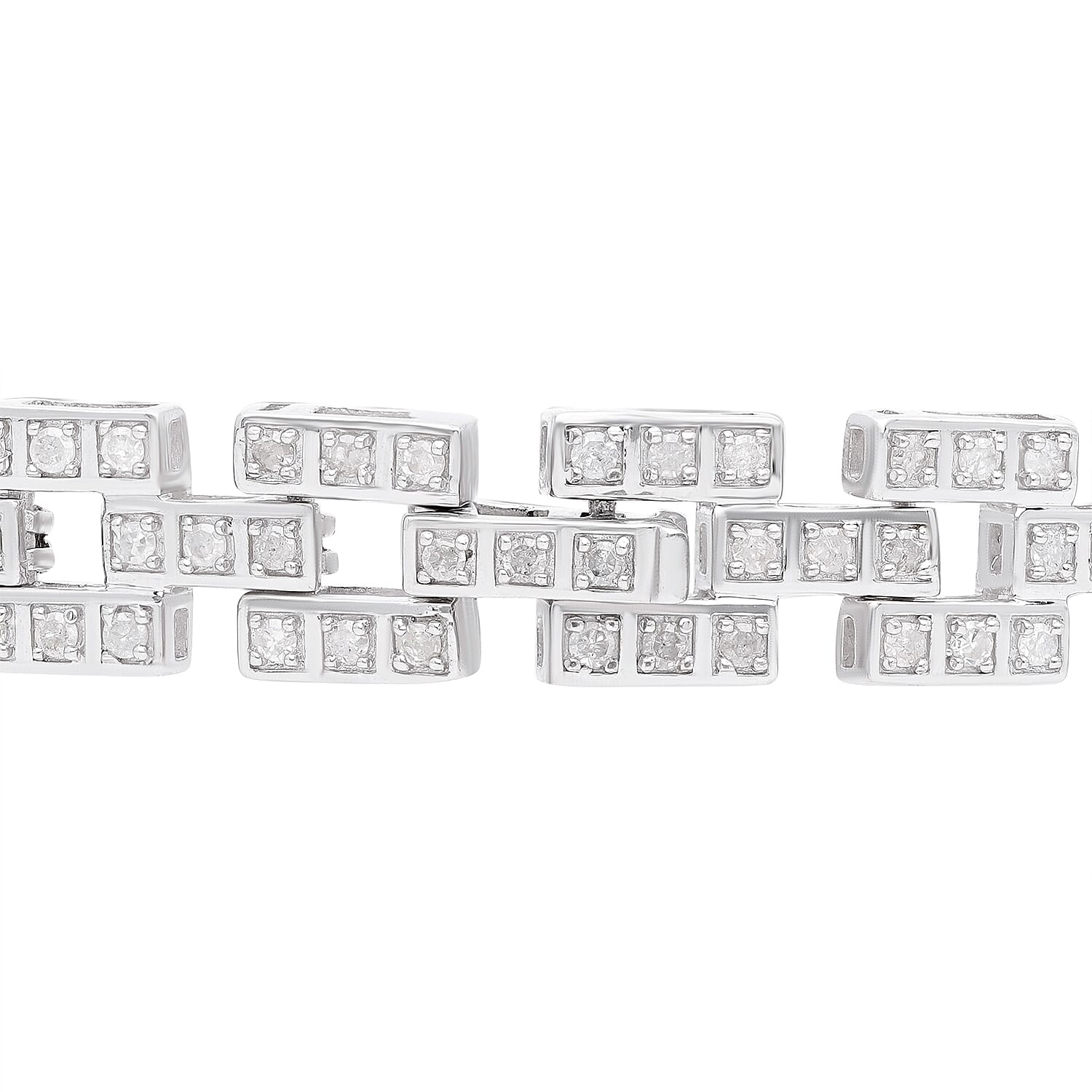 D'Joy Natural Diamond Bracelet (Size 7.50) in Platinum Overlay Sterling Silver 1.98 Ct, Silver 11.86 Gms.