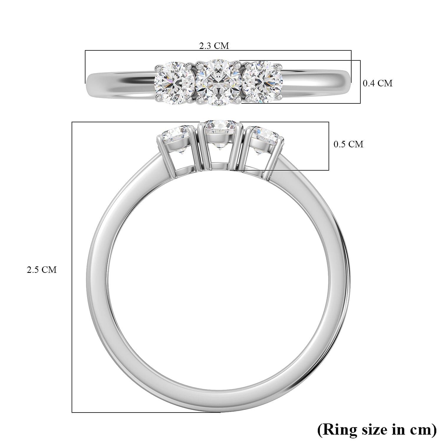 One Time Deal- 950 Platinum SGL Certified Natural Diamond (VS-G-H) Trilogy Ring 0.50 Ct One Time Deal- 950 Platinum SGL Certified Natural Diamond (VS-G-H) Trilogy Ring 0.50 Ct