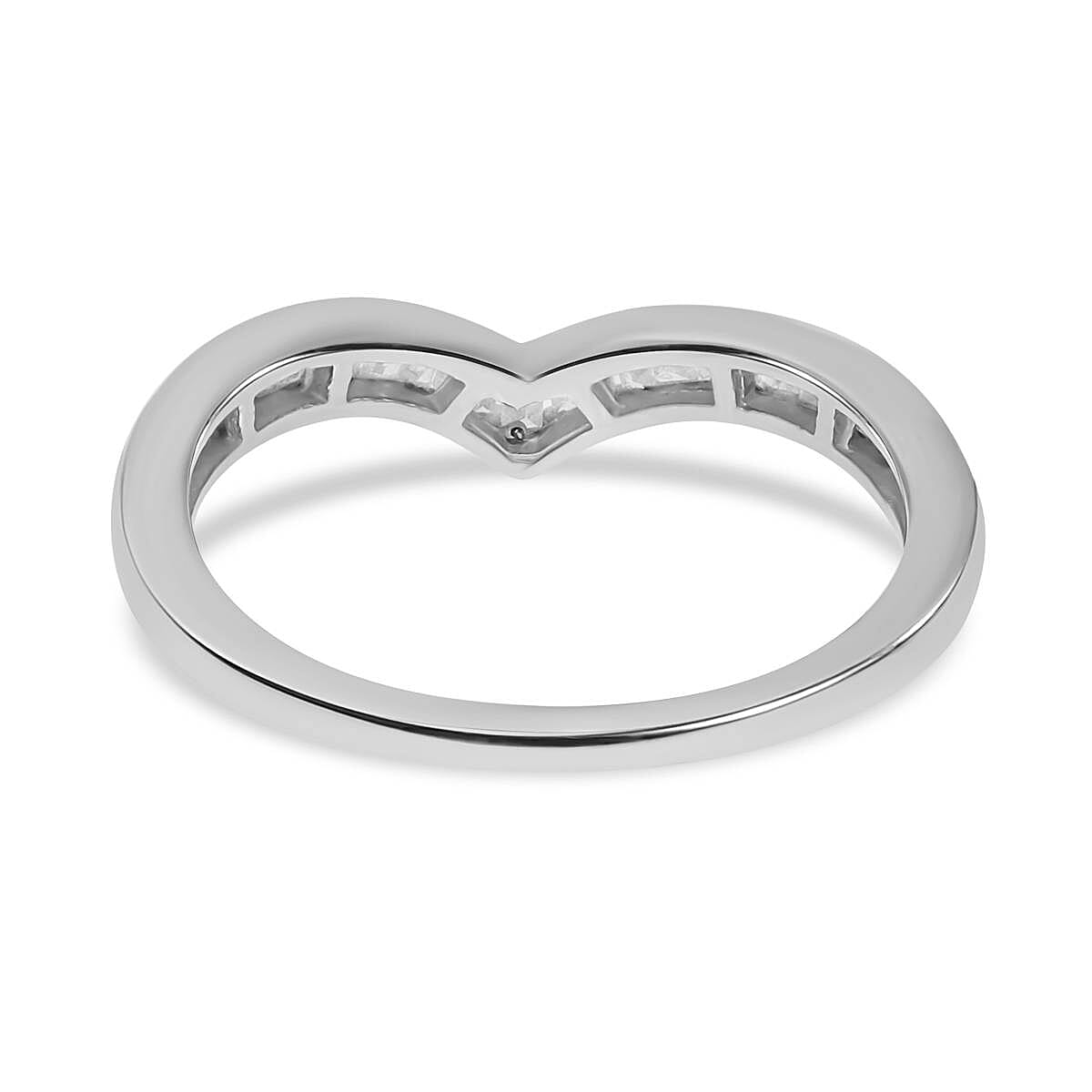 Biggest Closeout Diamond Offer 2024 - Designer Inspired Wishbone Natural White Diamond Ring in Platinum Overlay Sterling Silver