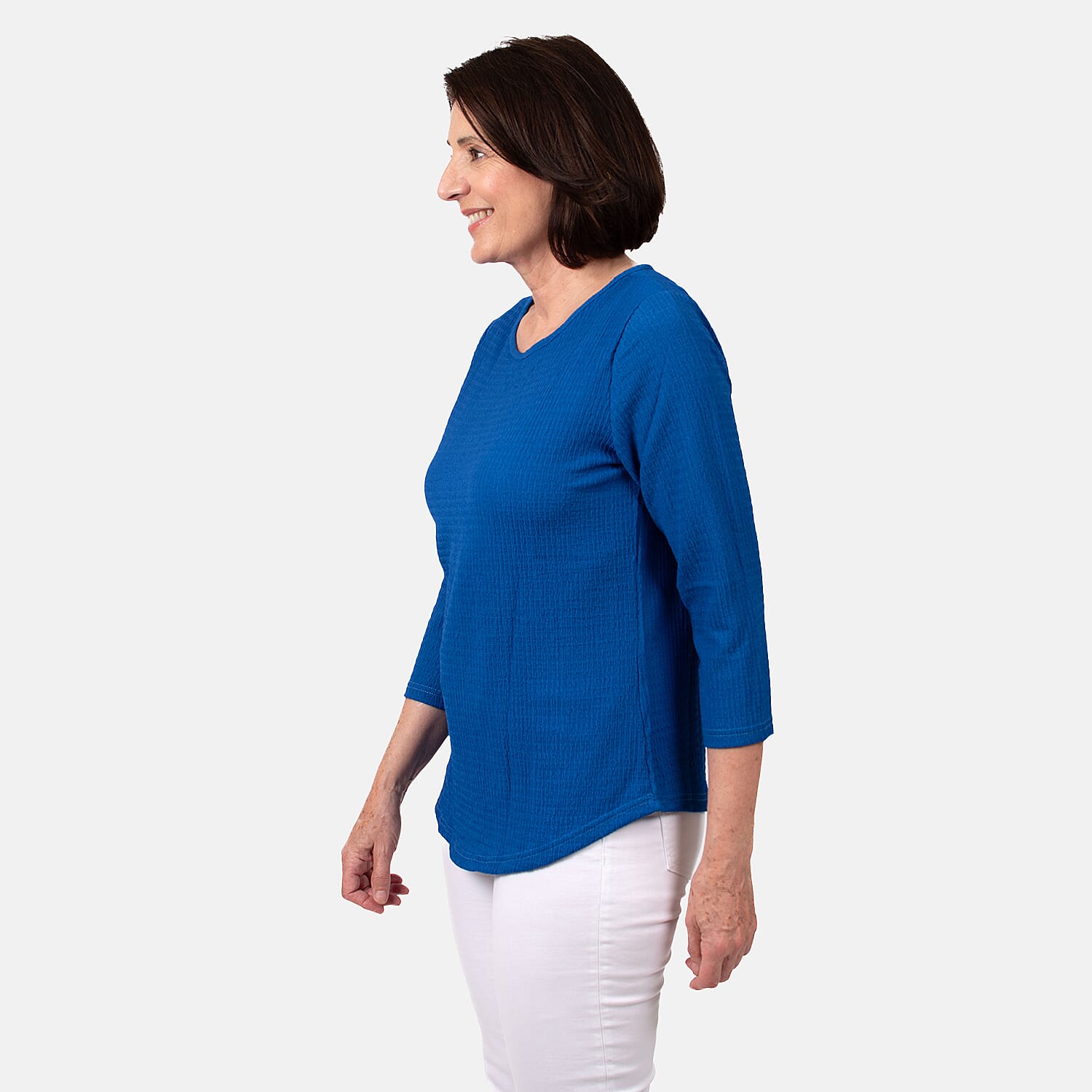 Pure and Natural Woven Top (Size S 8-10) - Cobalt