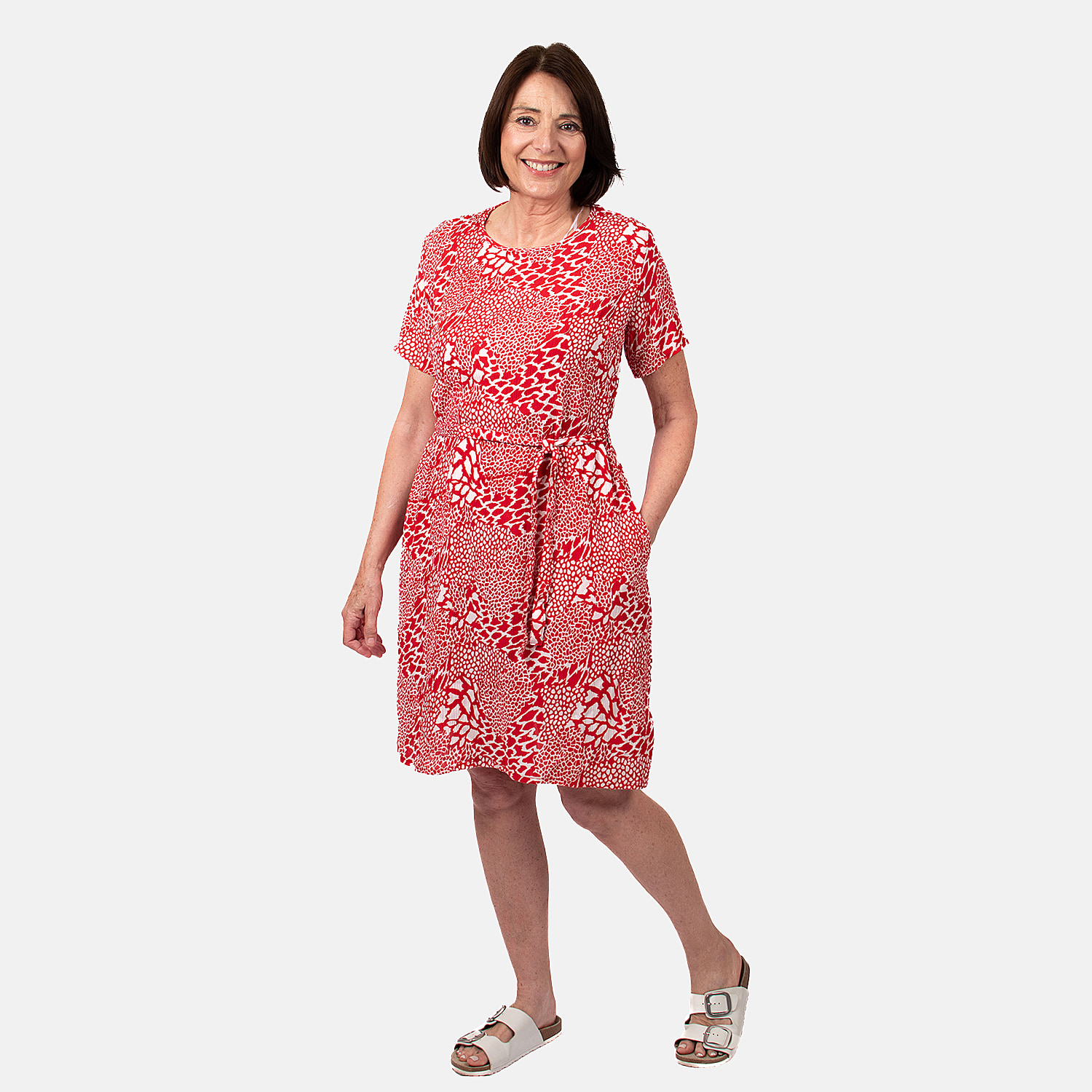 Pure and Natural 100% Viscose Woven Dress (Size S) - Red