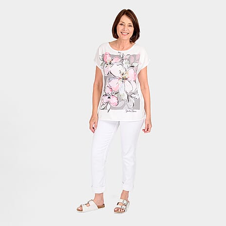 Floral Printed T-Shirt (Size 10) - White