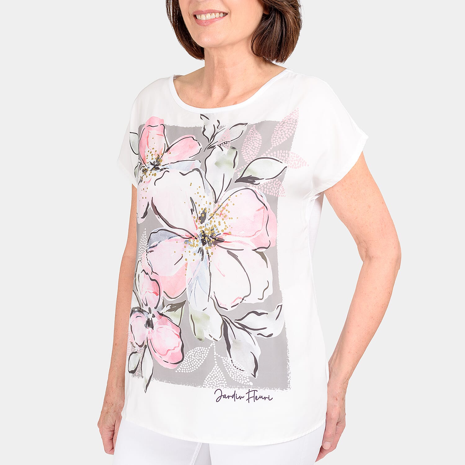 Floral Printed T-Shirt (Size 10) - White