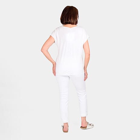 Closeout Deal Floral Printed T-Shirt (Size 12) - White - Grey