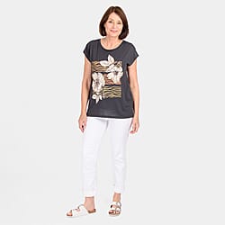  LTOP 1252 Grey-Flower Print T-Shirt 