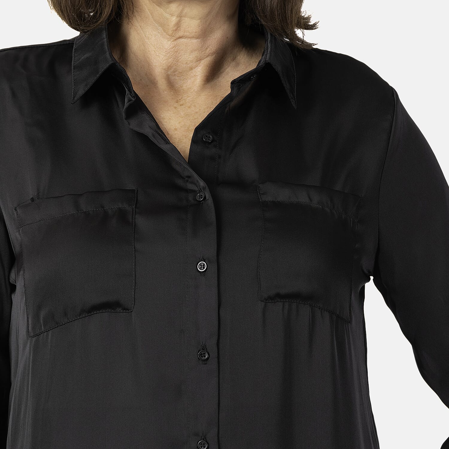 Womens Button Down Full Sleeve Shirt (Size 10) - Black