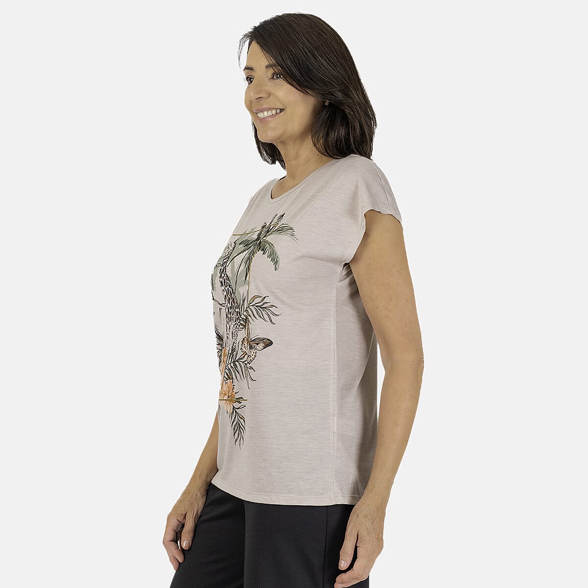 Closeout Deal - Floral Printed Tee (Size 20) - Grey