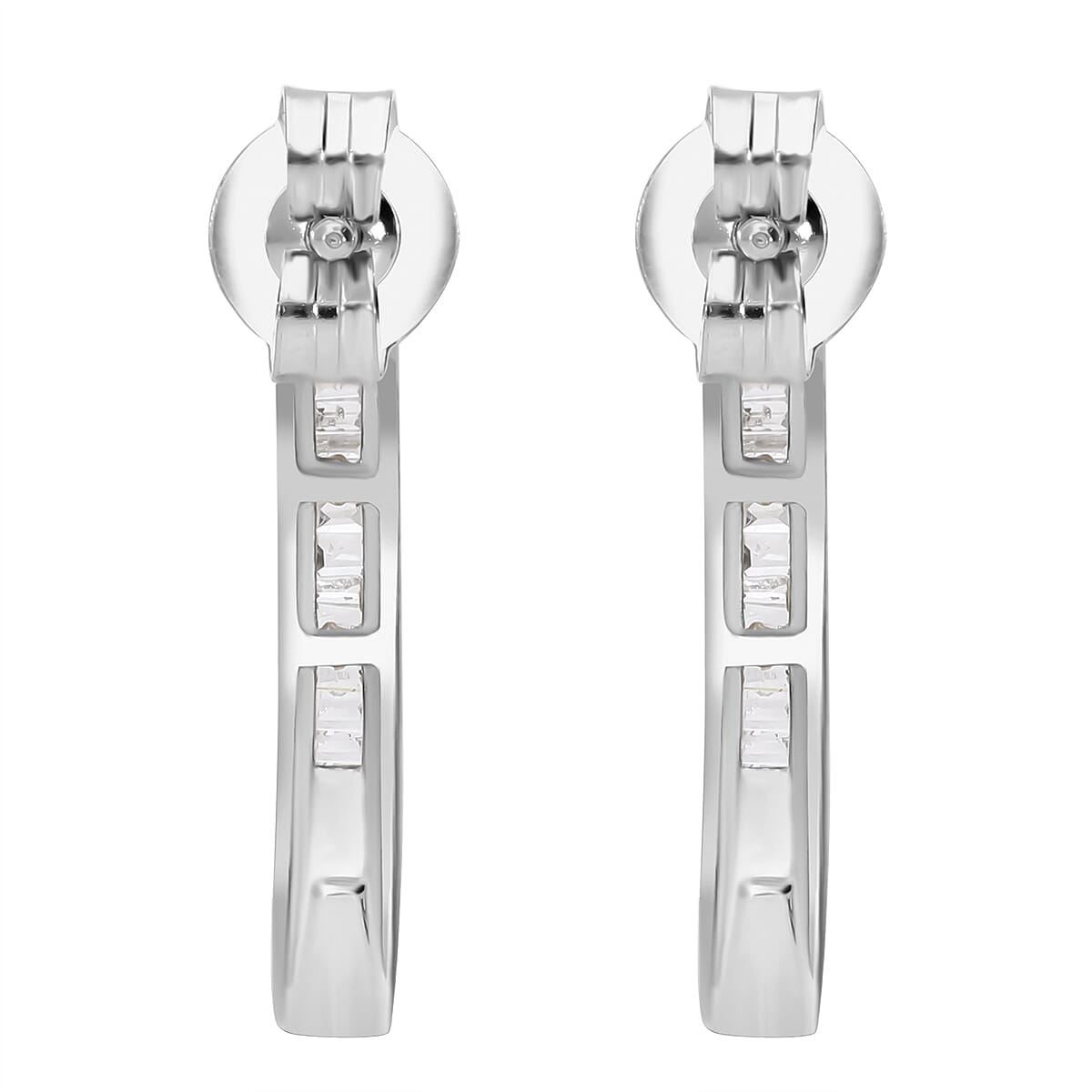 White Diamond Earring in Platinum Overlay Sterling Silver 0.19 ct 0.180 Ct.