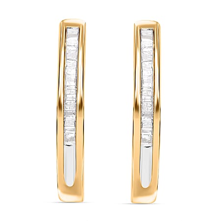 Biggest Closeout Diamond Offer 2024 - Designer Inspired White Diamond Earring in Gold Overlay Sterling Silver