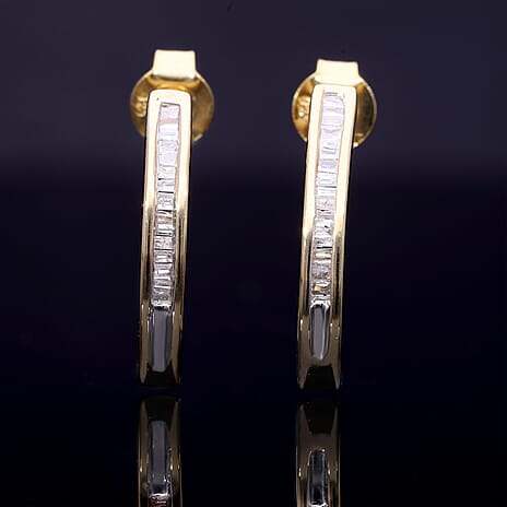 Biggest Closeout Diamond Offer 2024 - Designer Inspired White Diamond Earring in Gold Overlay Sterling Silver