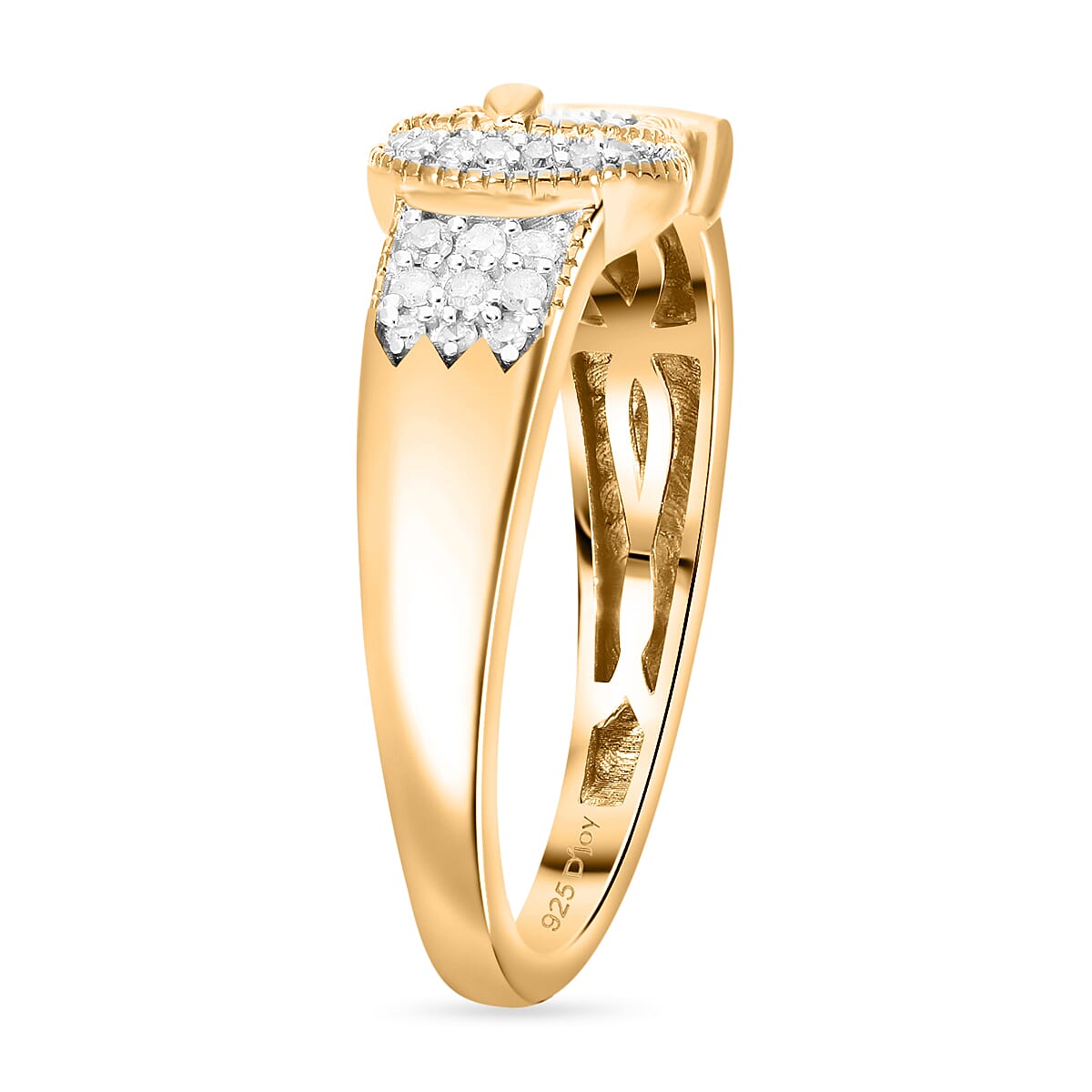 Designer Inspired Closeout - White Diamond  Buckle Ring in Platinum Overlay Sterling Silver 0.25 Ct