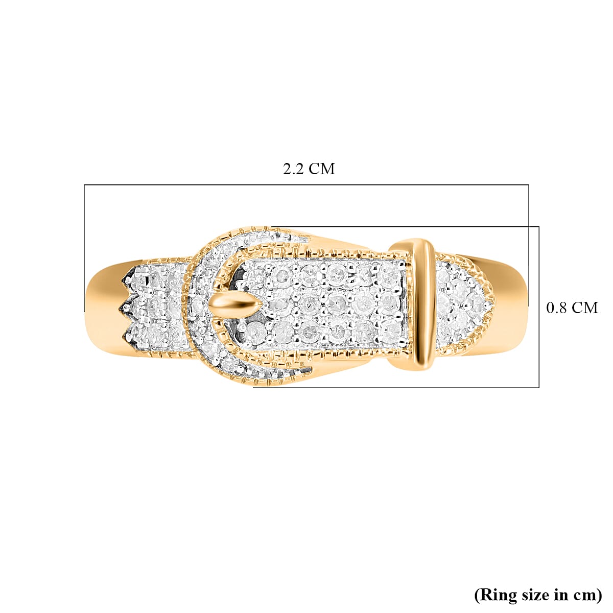 Designer Inspired Closeout - White Diamond  Buckle Ring in Platinum Overlay Sterling Silver 0.25 Ct