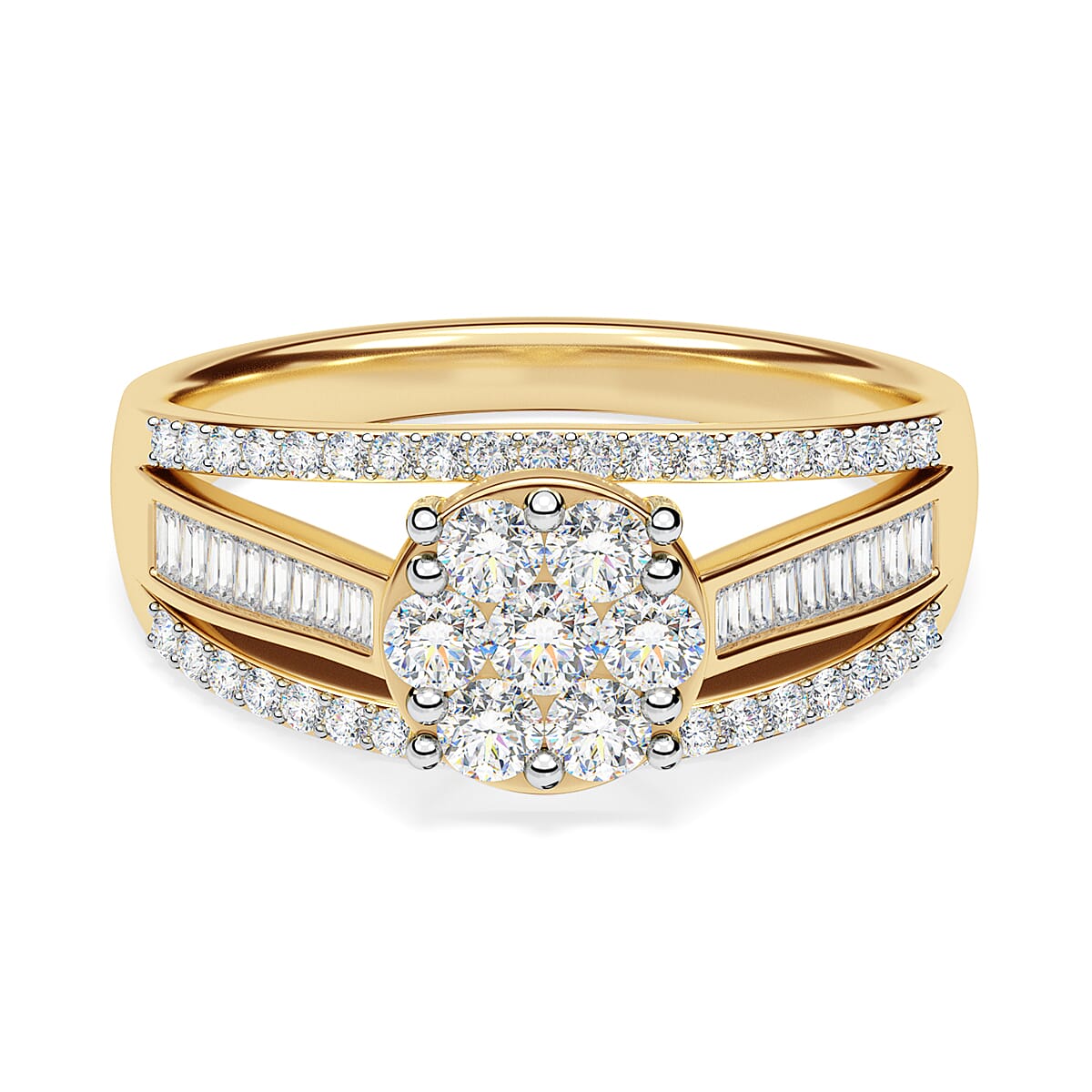 One to Own - 9K Yellow Gold Diamond Pressure Set Ring 1.00 Ct.