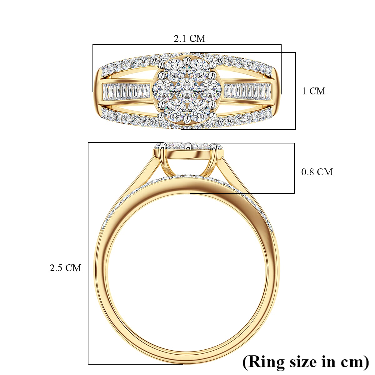 One to Own - 9K Yellow Gold Diamond Pressure Set Ring 1.00 Ct.